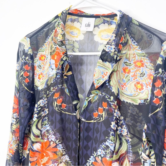 Cabi Floral Sheer Blouse Size Small S - Picture 4 of 10